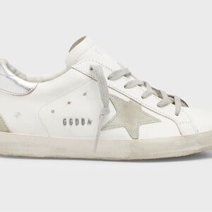 Golden Goose White and Silver Sneakers